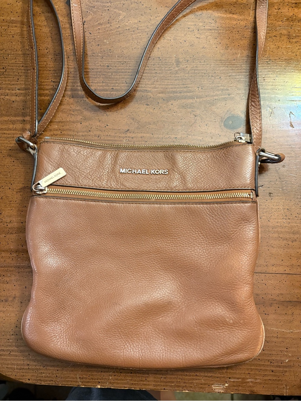 Michael Kors Brown Leather Crossbody Bag (NEEDS CLEANING INSIDE) - Picture 2 of 12